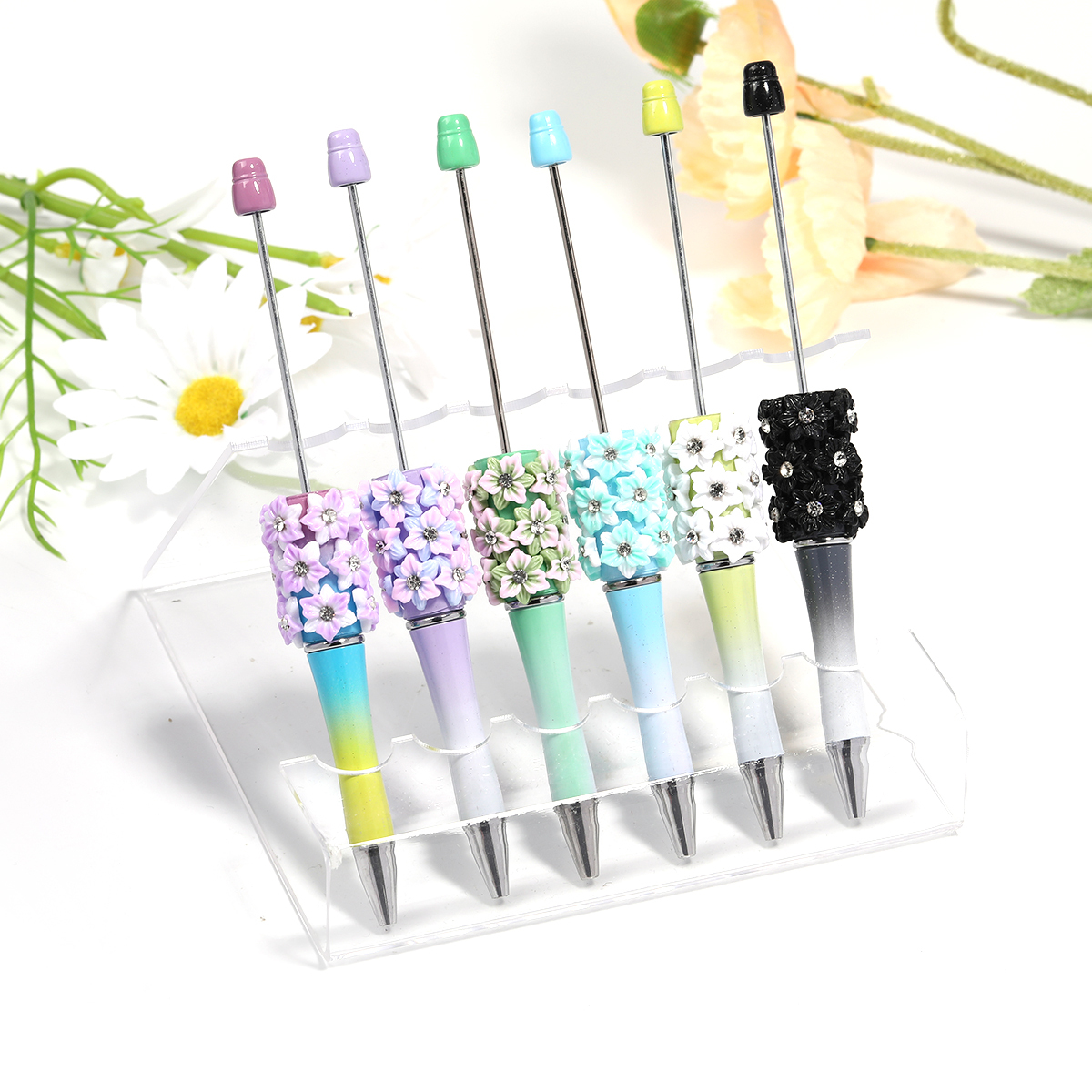 【P204】5pcs Beadable Pens new flower style-JPM