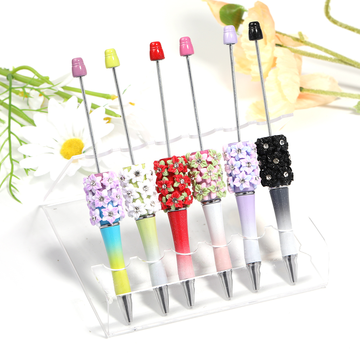 【P204】5pcs Beadable Pens new flower style-JPM