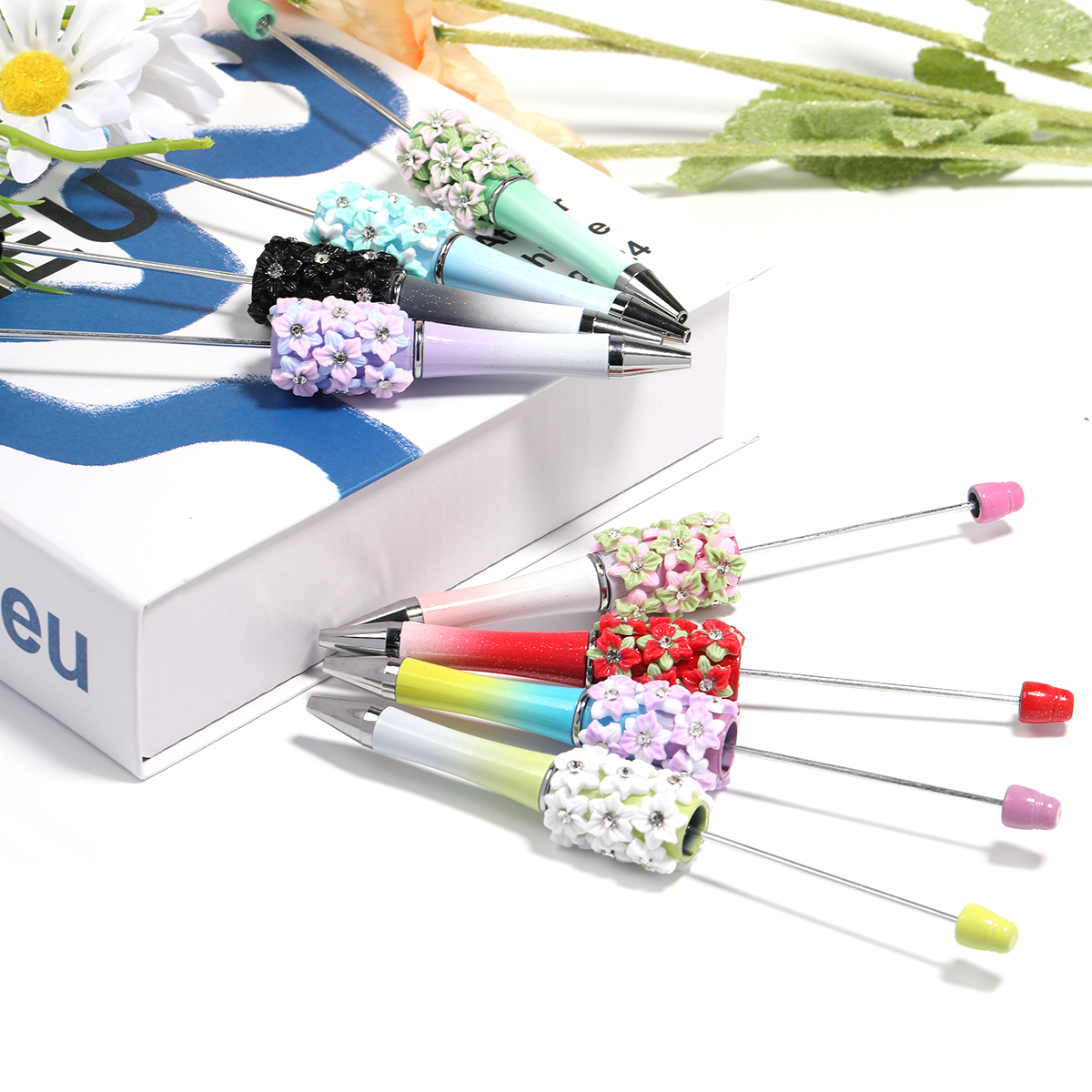 【P204】5pcs Beadable Pens new flower style-JPM