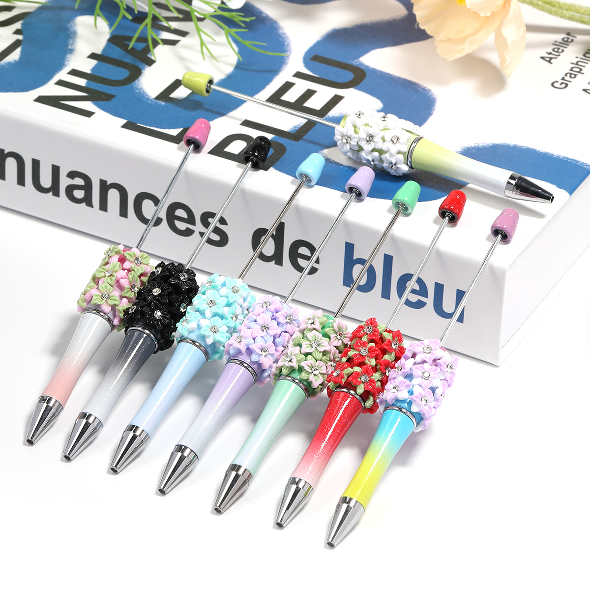 【P204】5pcs Beadable Pens new flower style-JPM