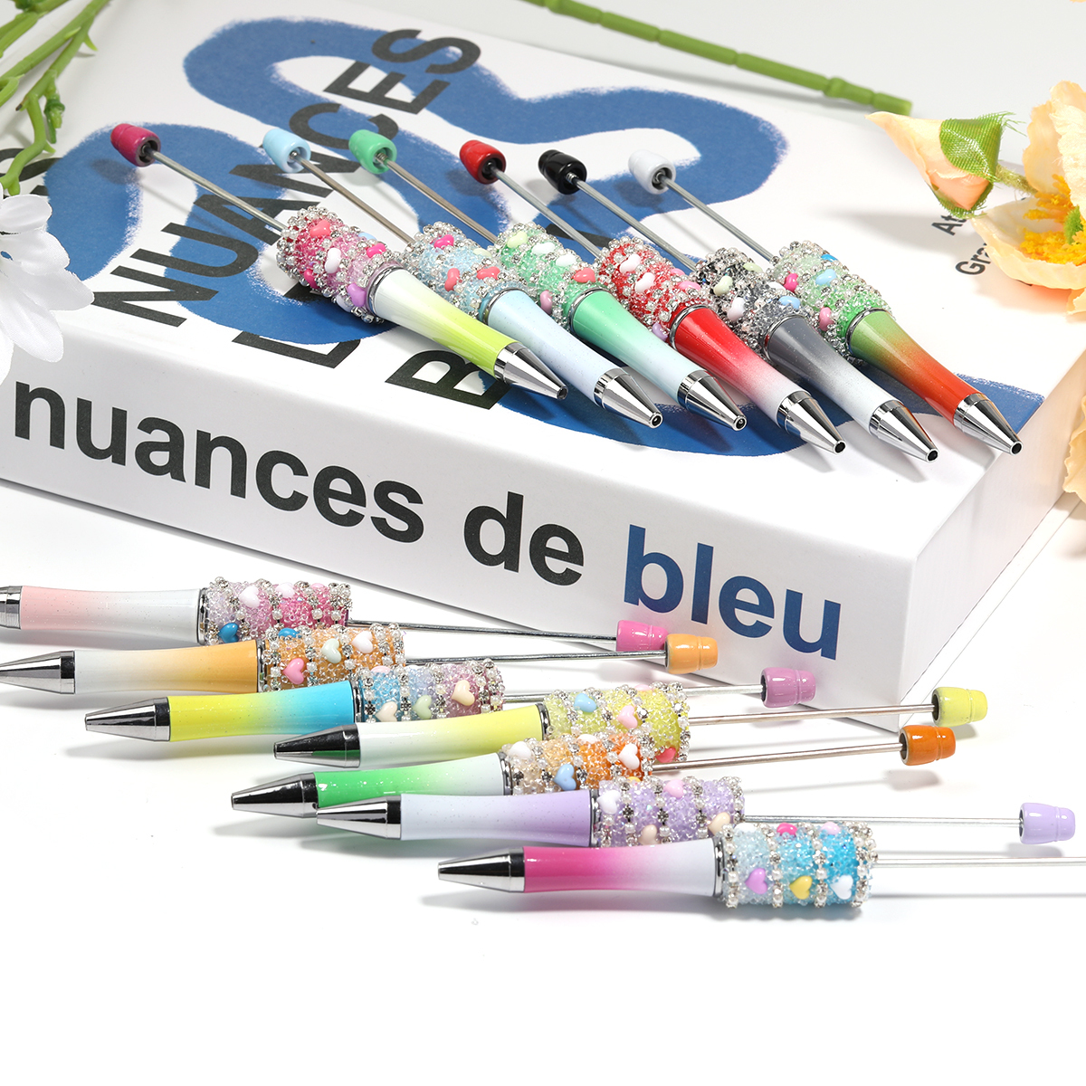 【P208】5pcs Beadable Pens Heart diamond shape-JPM