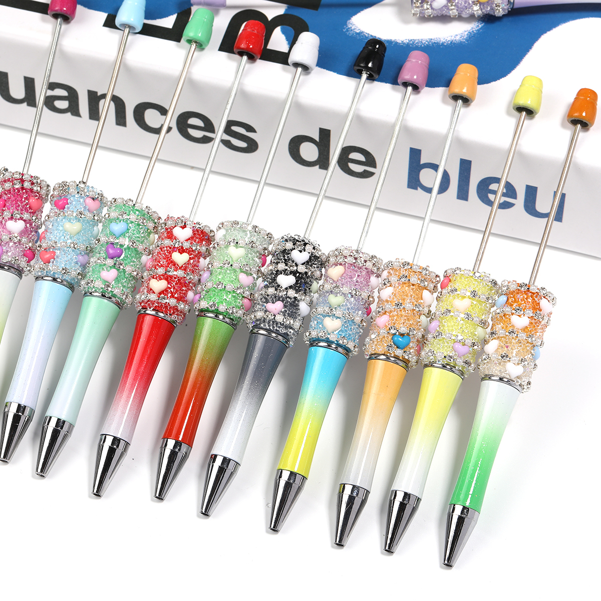 【P208】5pcs Beadable Pens Heart diamond shape-JPM