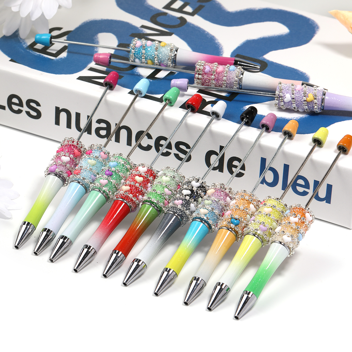 【P208】5pcs Beadable Pens Heart diamond shape-JPM