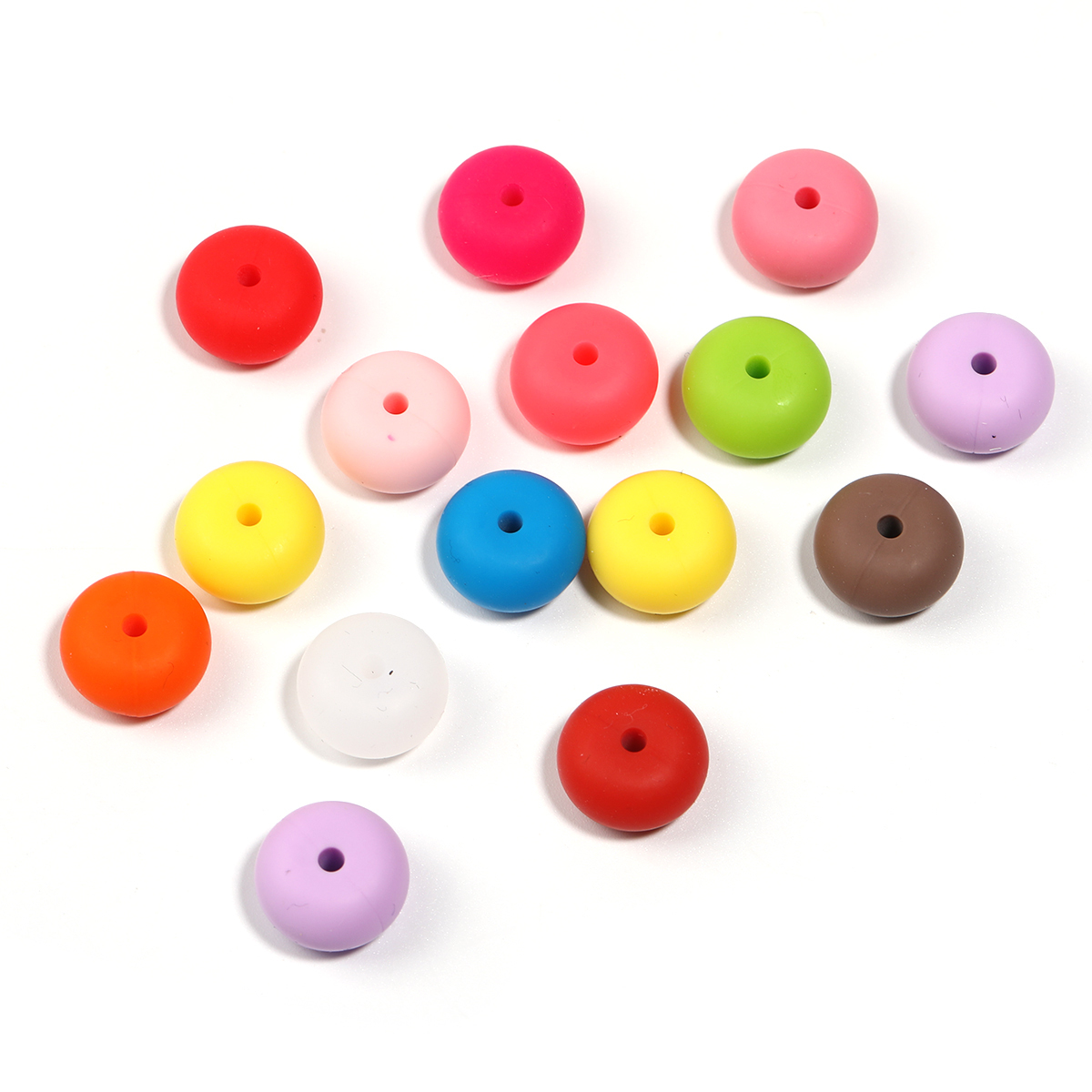 200pcs 【B212】Beads, Silicone Abacus Beads Bulk Multicolor Rubber Beads-JPM