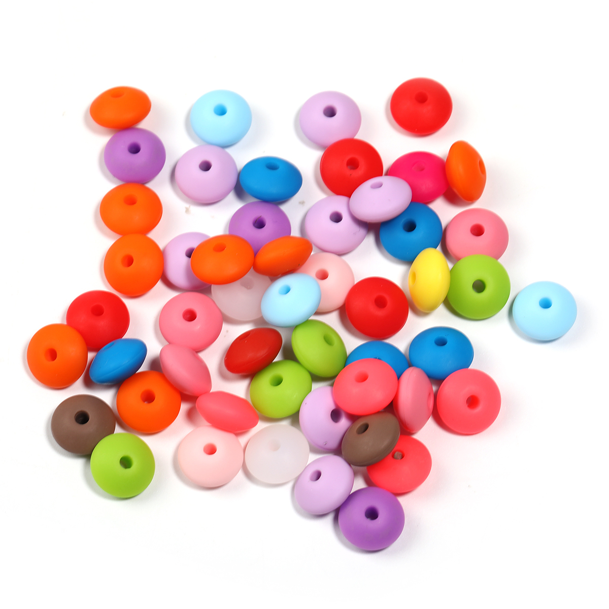200pcs 【B212】Beads, Silicone Abacus Beads Bulk Multicolor Rubber Beads-JPM