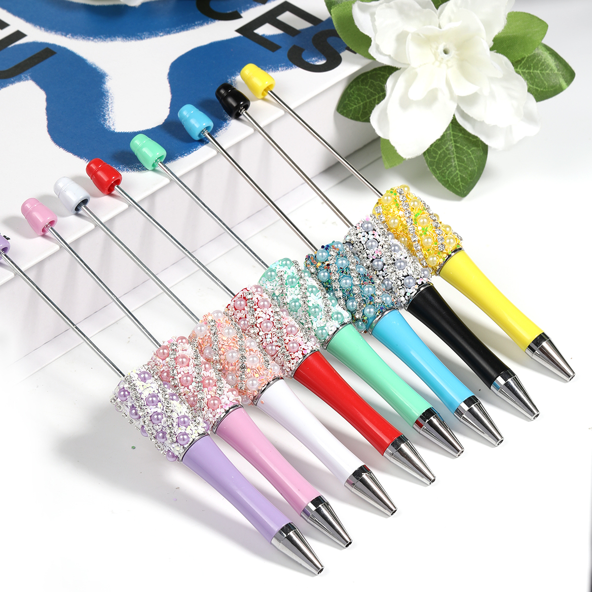 【P207】5pcs pearl claw chain beadable pen -JPM