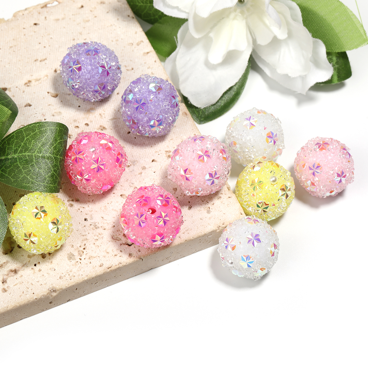 【B222】25pcs crystal star flower beads-JPM