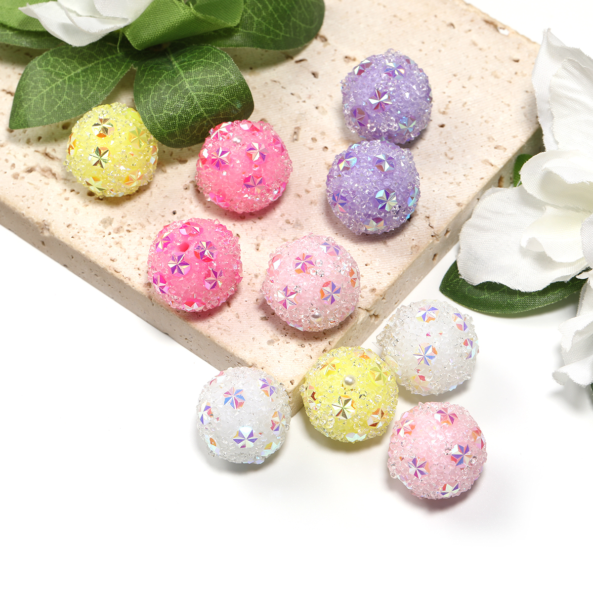 【B222】25pcs crystal star flower beads-JPM