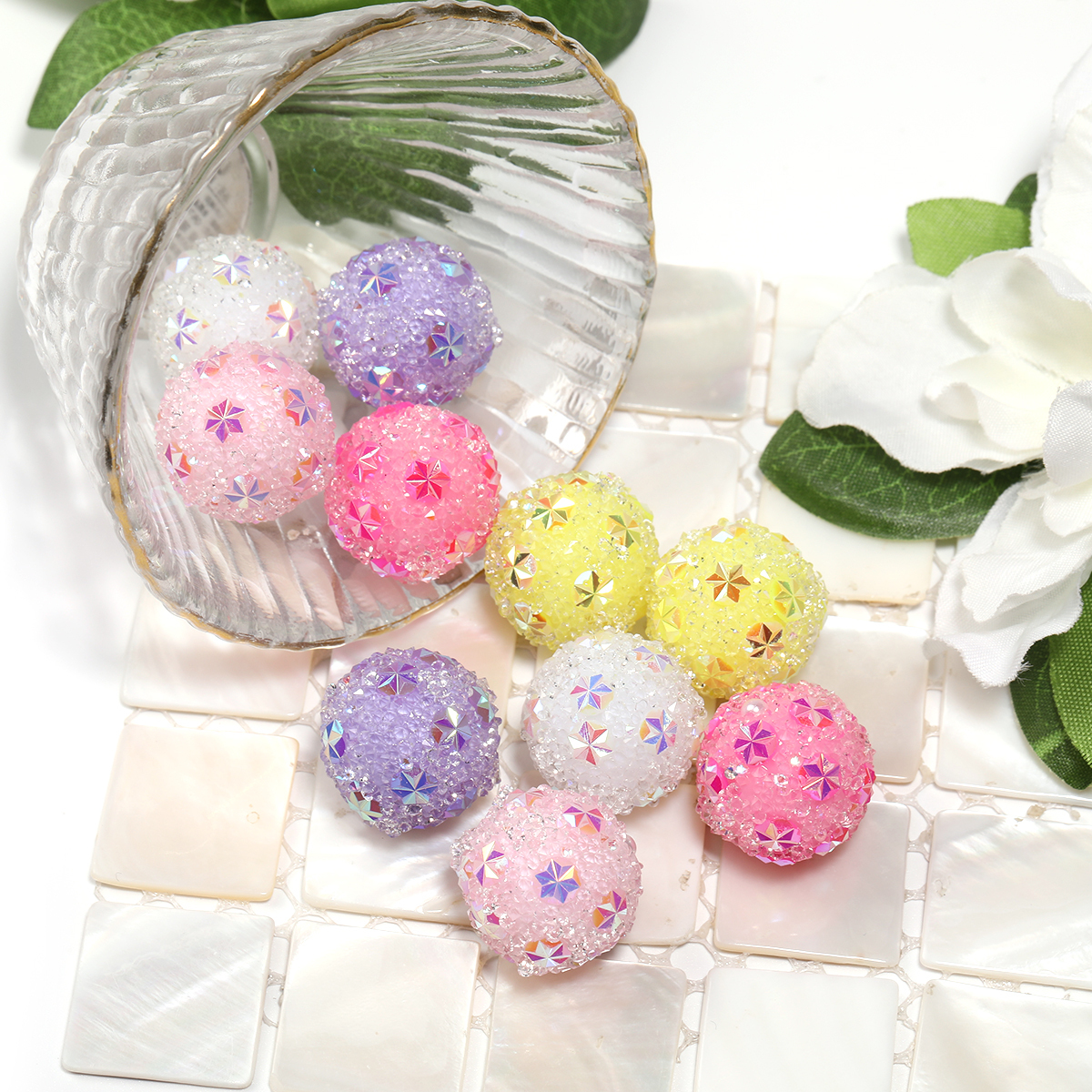 【B222】25pcs crystal star flower beads-JPM