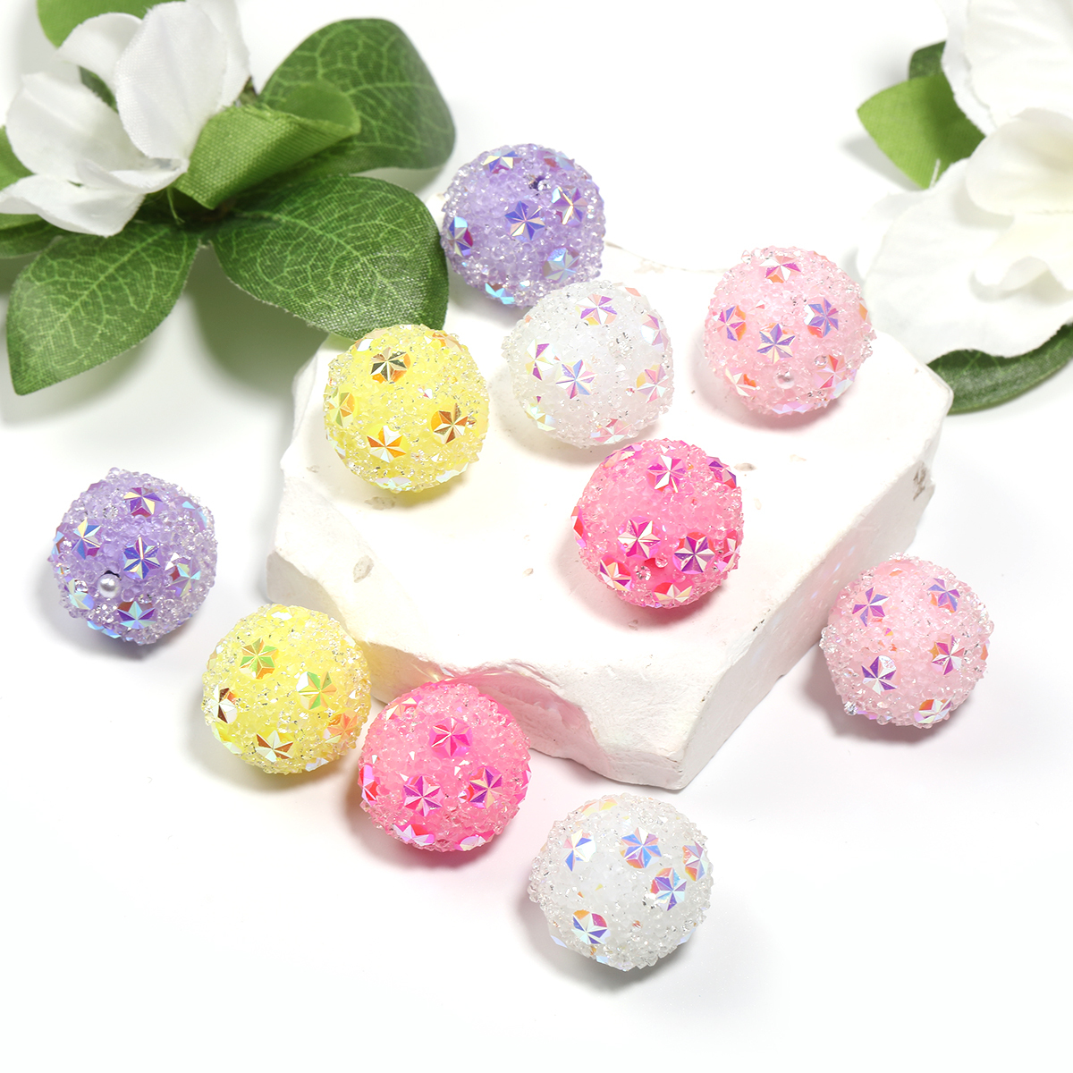 【B222】25pcs crystal star flower beads-JPM