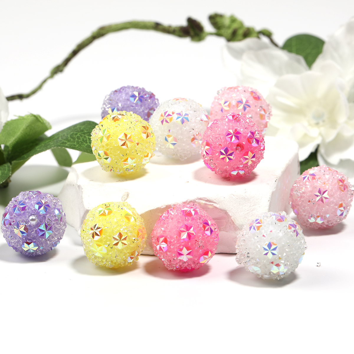 【B222】25pcs crystal star flower beads-JPM