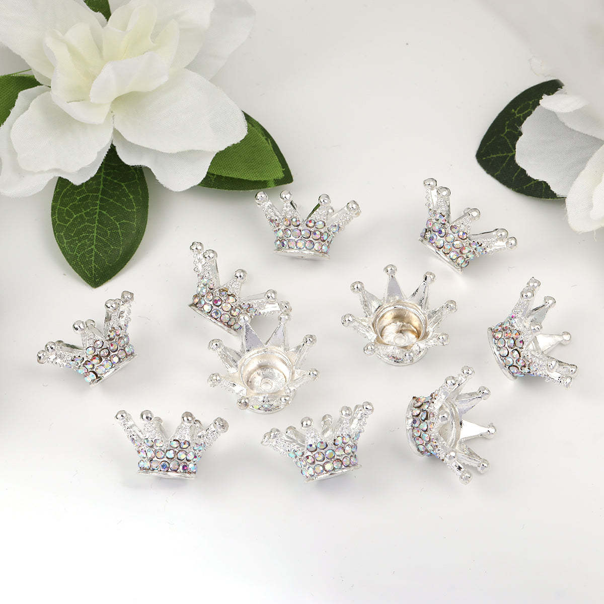 【C20】Crown Charm Spacer Beads Zircon Rhinestone Beads for DIY Bracelet pen Jewelry Making-JPM
