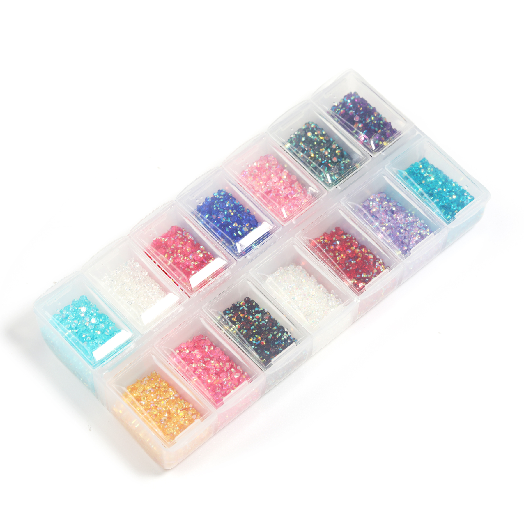 【T223】Mixed Color Transparent Rhinestone Box-JPM