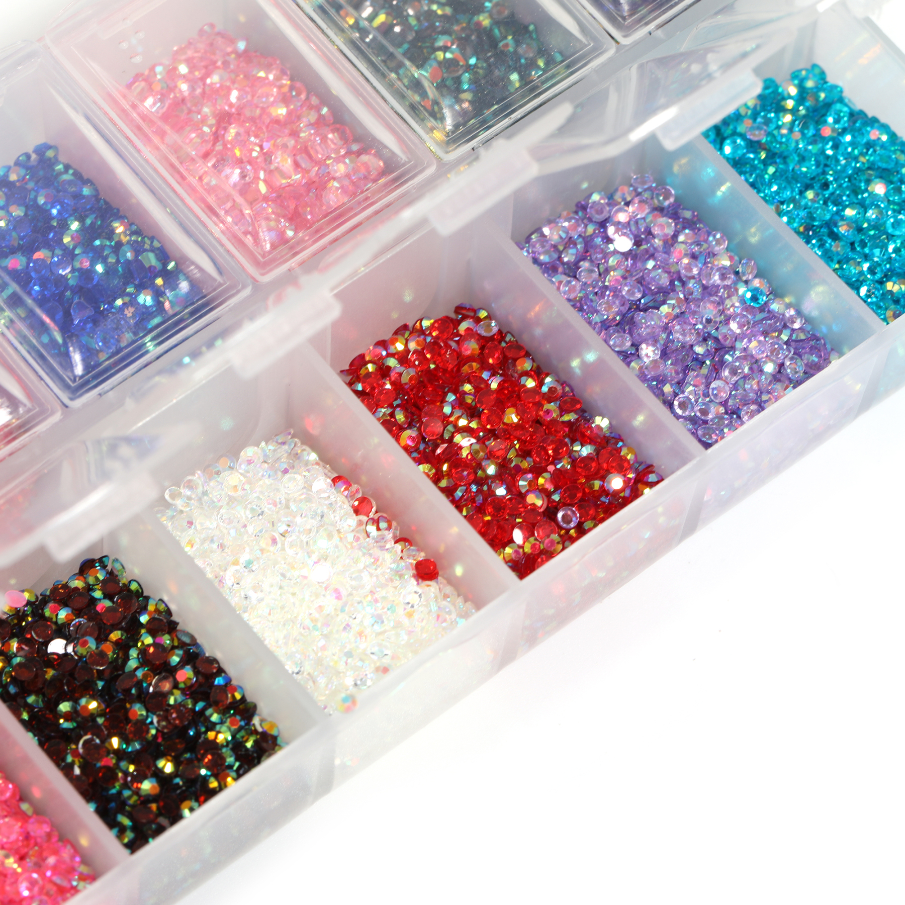 【T223】Mixed Color Transparent Rhinestone Box-JPM