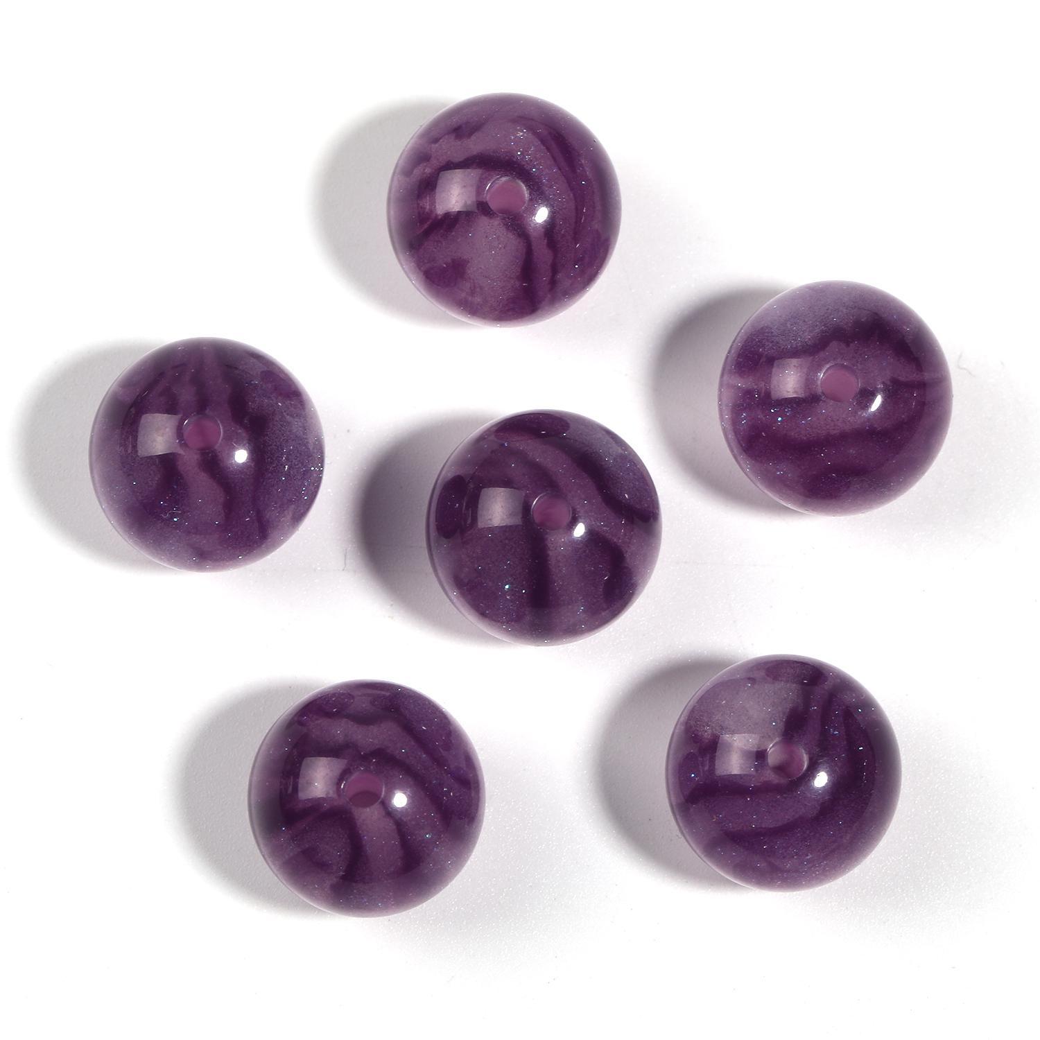 【B105】50pcs DIY resin starry sky gilt round beads loose beads handmade-JPM