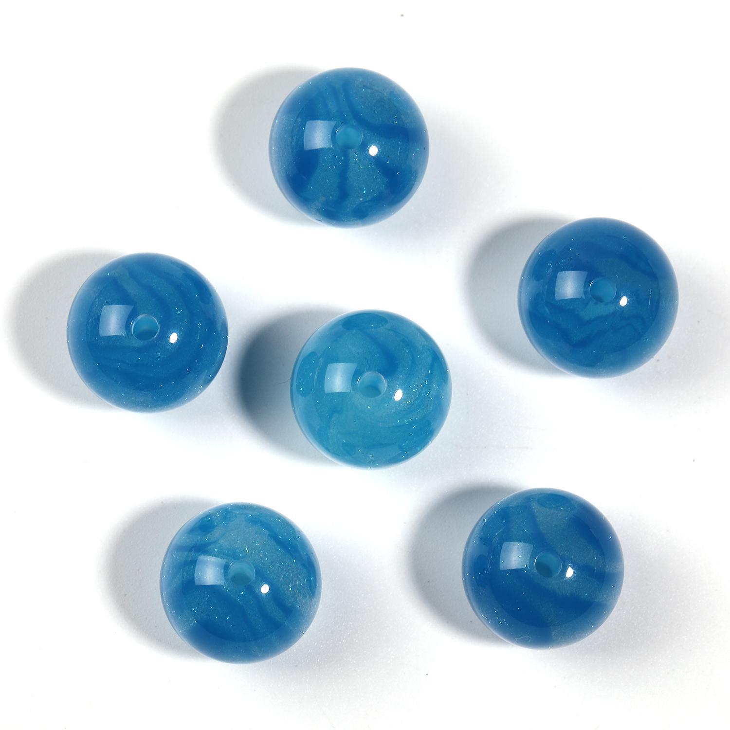 【B105】50pcs DIY resin starry sky gilt round beads loose beads handmade-JPM