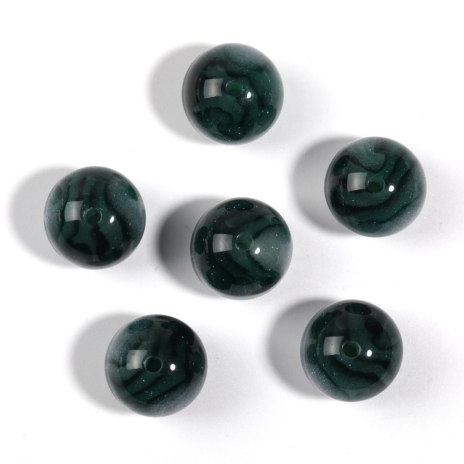 【B105】50pcs DIY resin starry sky gilt round beads loose beads handmade-JPM