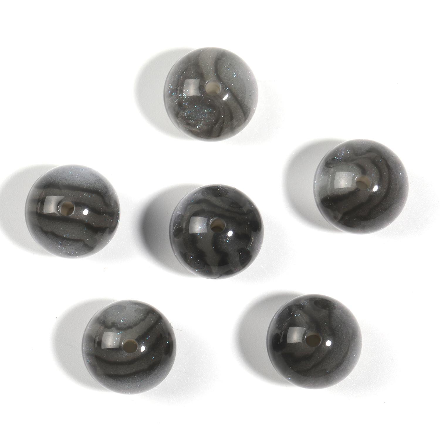 【B105】50pcs DIY resin starry sky gilt round beads loose beads handmade-JPM