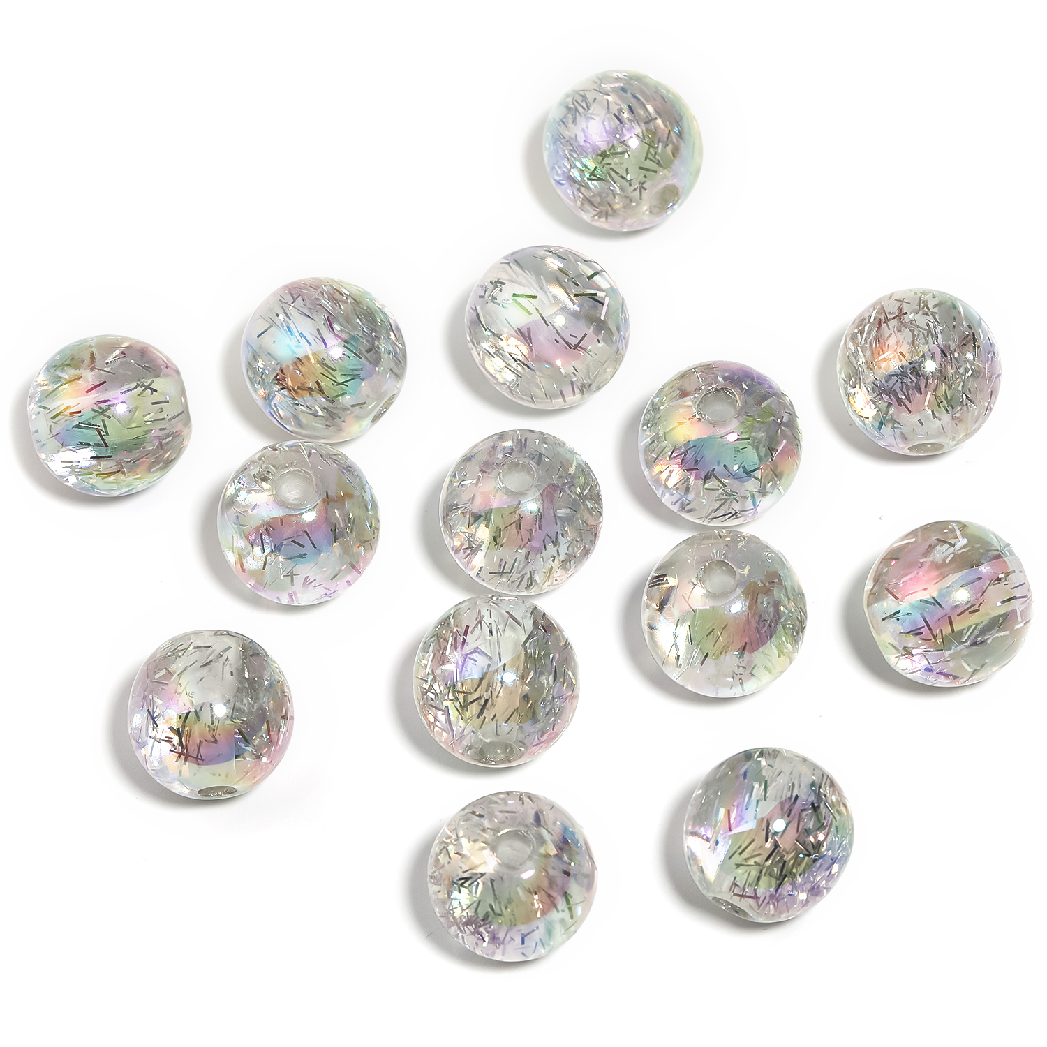 【B168】16mm/20mm  UV Plating Transparent Rainbow Iridescent Acrylic Beads-JPM