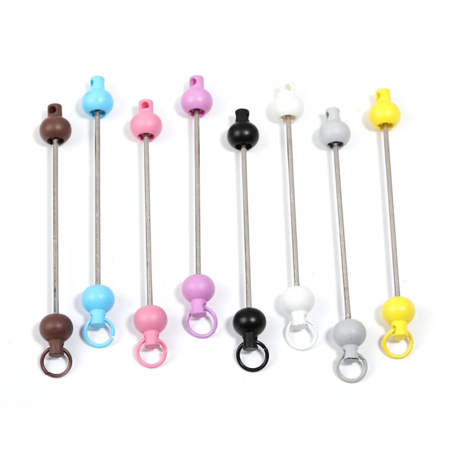 【P243】 5PCS Creative handmade beaded keychain accessory pendant with beaded stick-JPM