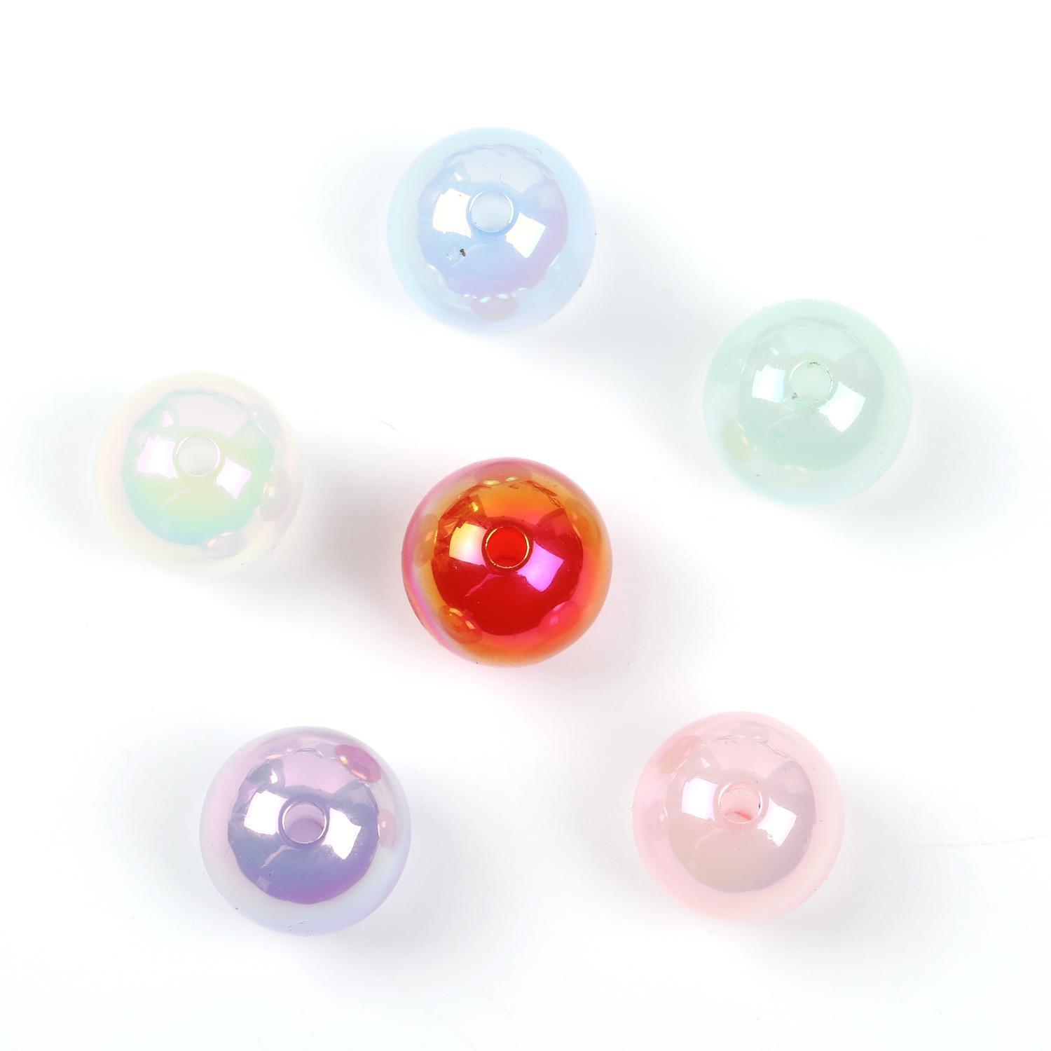 【B50】100pcs 16mm jelly uv colorful diy straight hole bracelet beaded multi-color-JPM