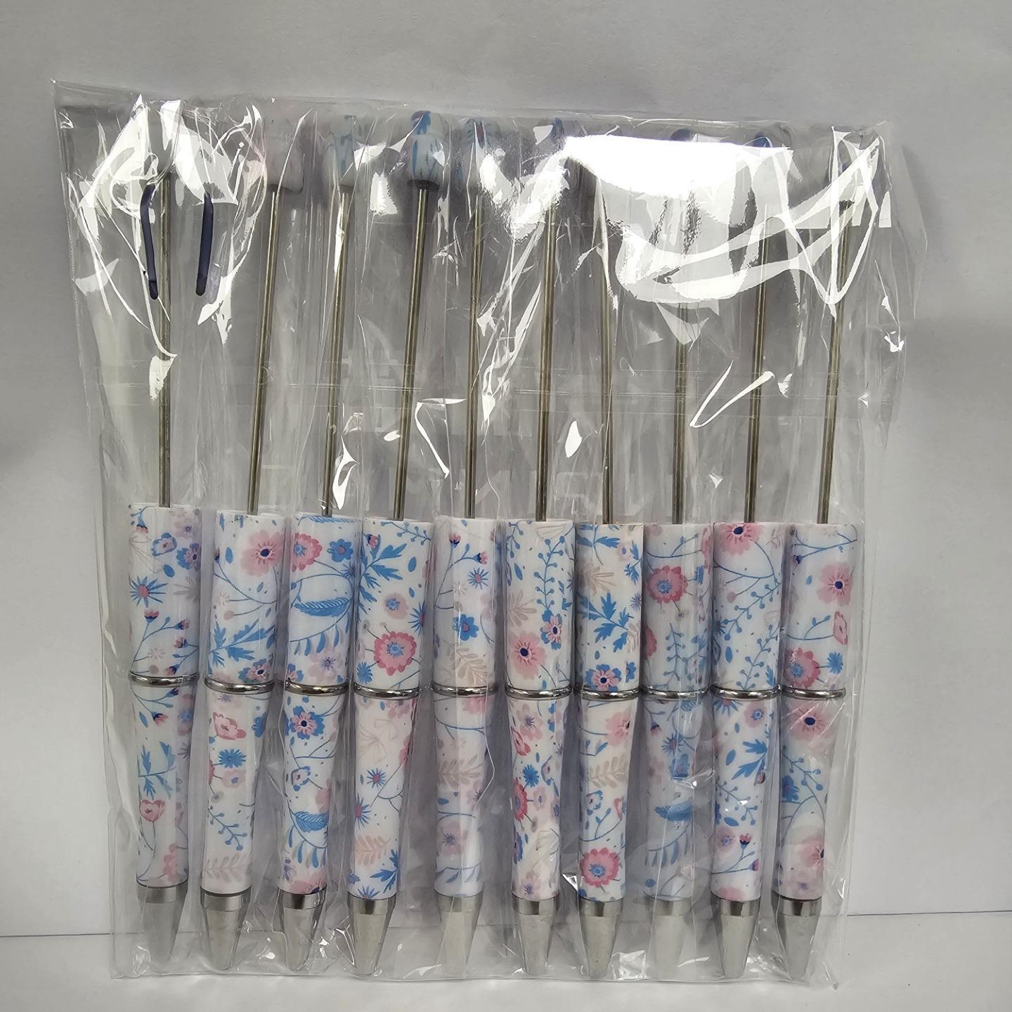 【P1】Beadable Pens Bulk Plastic Bead Ballpoint Pens for DIY 