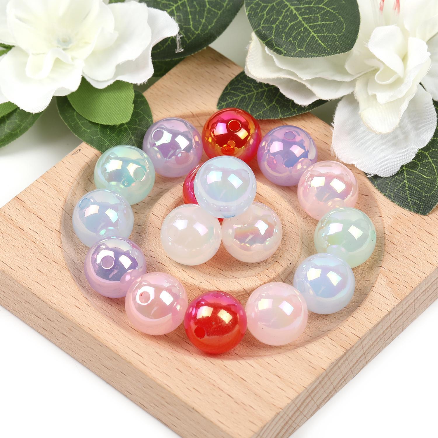 【B50】100pcs 16mm jelly uv colorful diy straight hole bracelet beaded multi-color-JPM