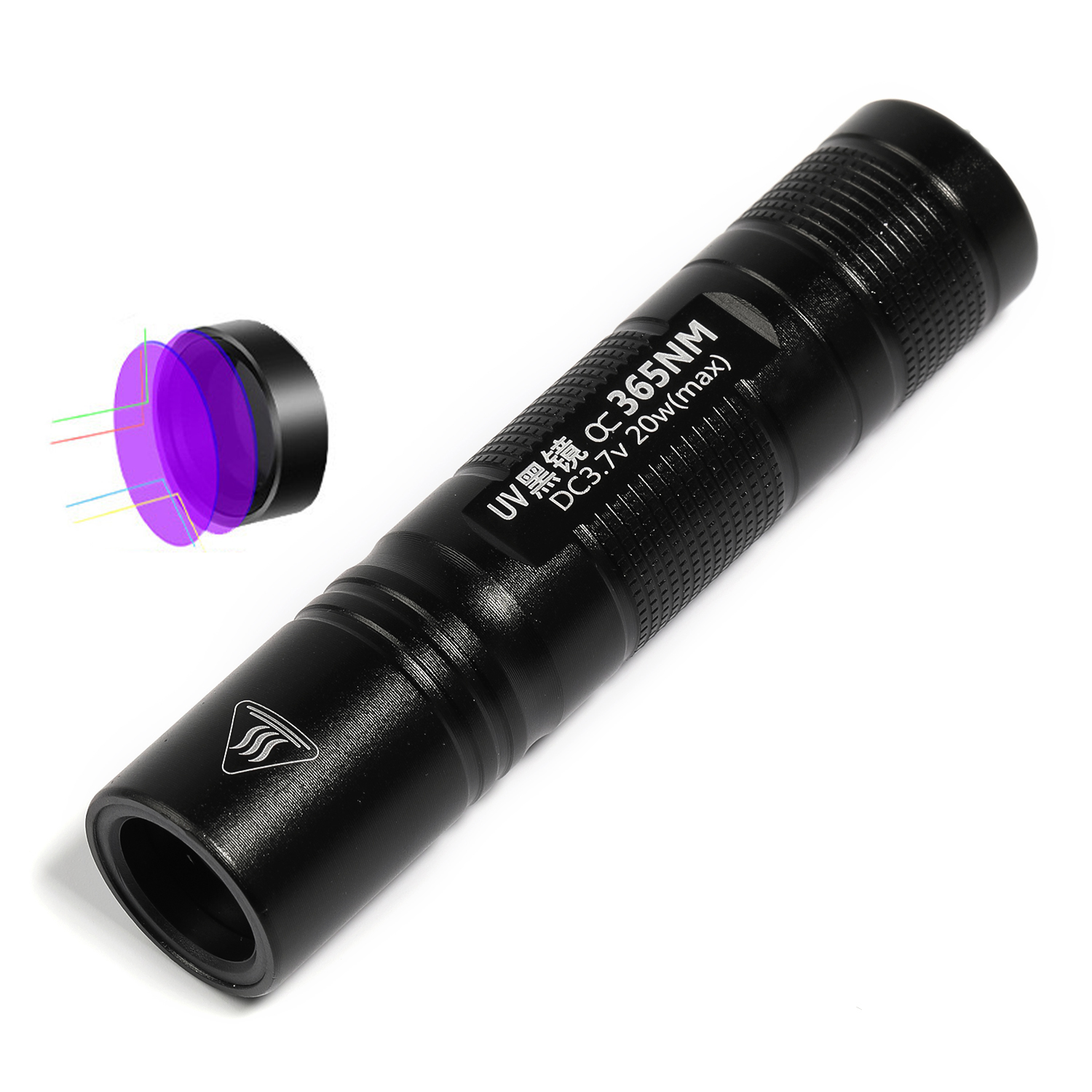 【M38】1pc Aluminum Alloy Flashlight, Modernist Black UV Torches-JPM