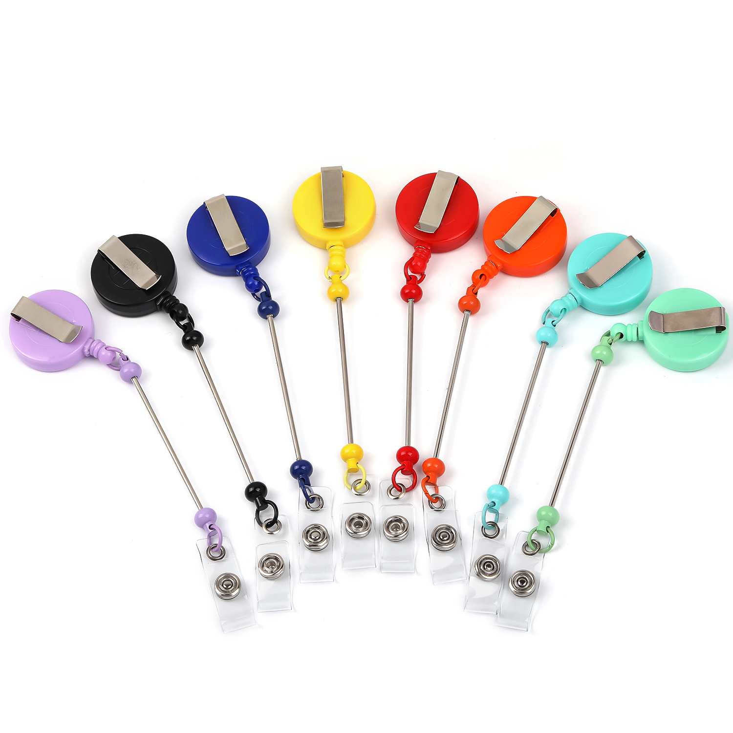 【P100】5Pcs Card sleeve telescopic easy-pull buckle can be DIY beads keychain-JPM