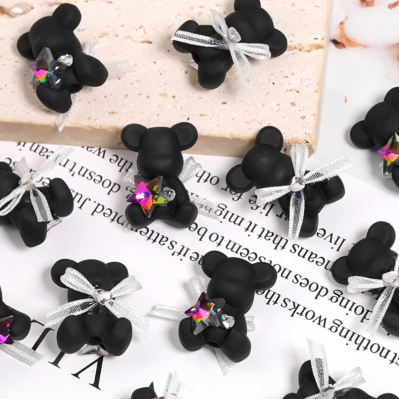 【B110】20pcs New Style Acrylic Teddy Bear Beads With Vertical Hole For Diy Jewelry-JPM