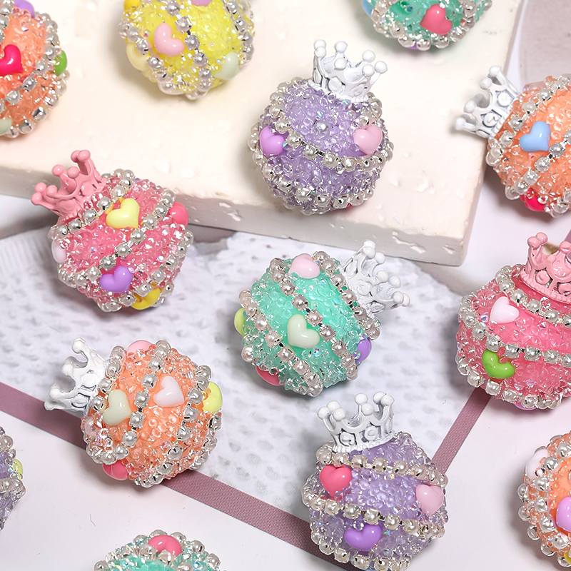 【B117】10pcs  Crown Acrylic Sugar Beaded Pens  sugar beads  Diy Rhinestone Beads with pearl -JPM