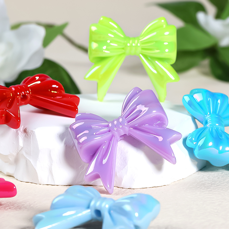 【B123】 50pcs  Bows Acrylic Charm Necklace Bracelet Chain Jewelry Making Colorful Beads DIY -JPM