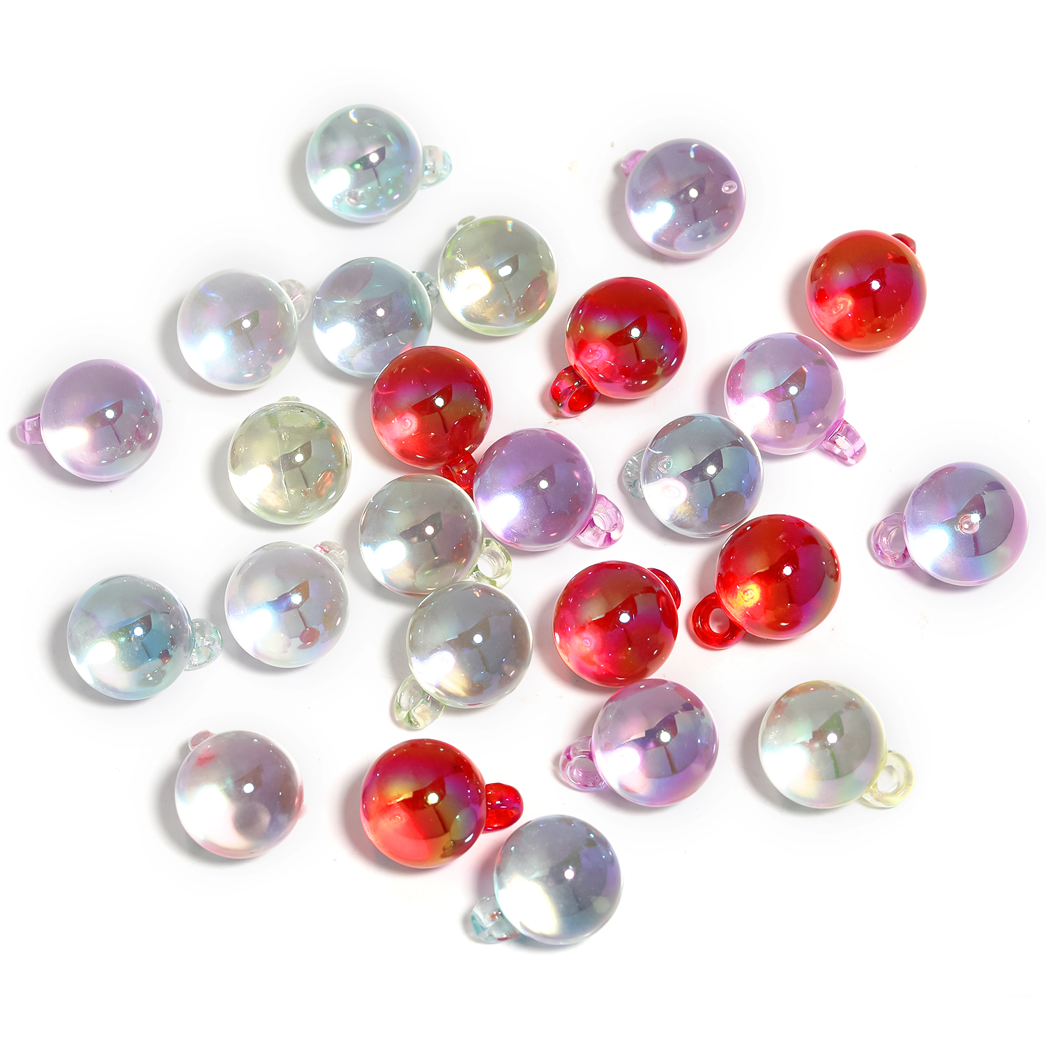 【B151】100pcs Luminous UV Plating Transparent Rainbow Iridescent Beads DIY-JPM