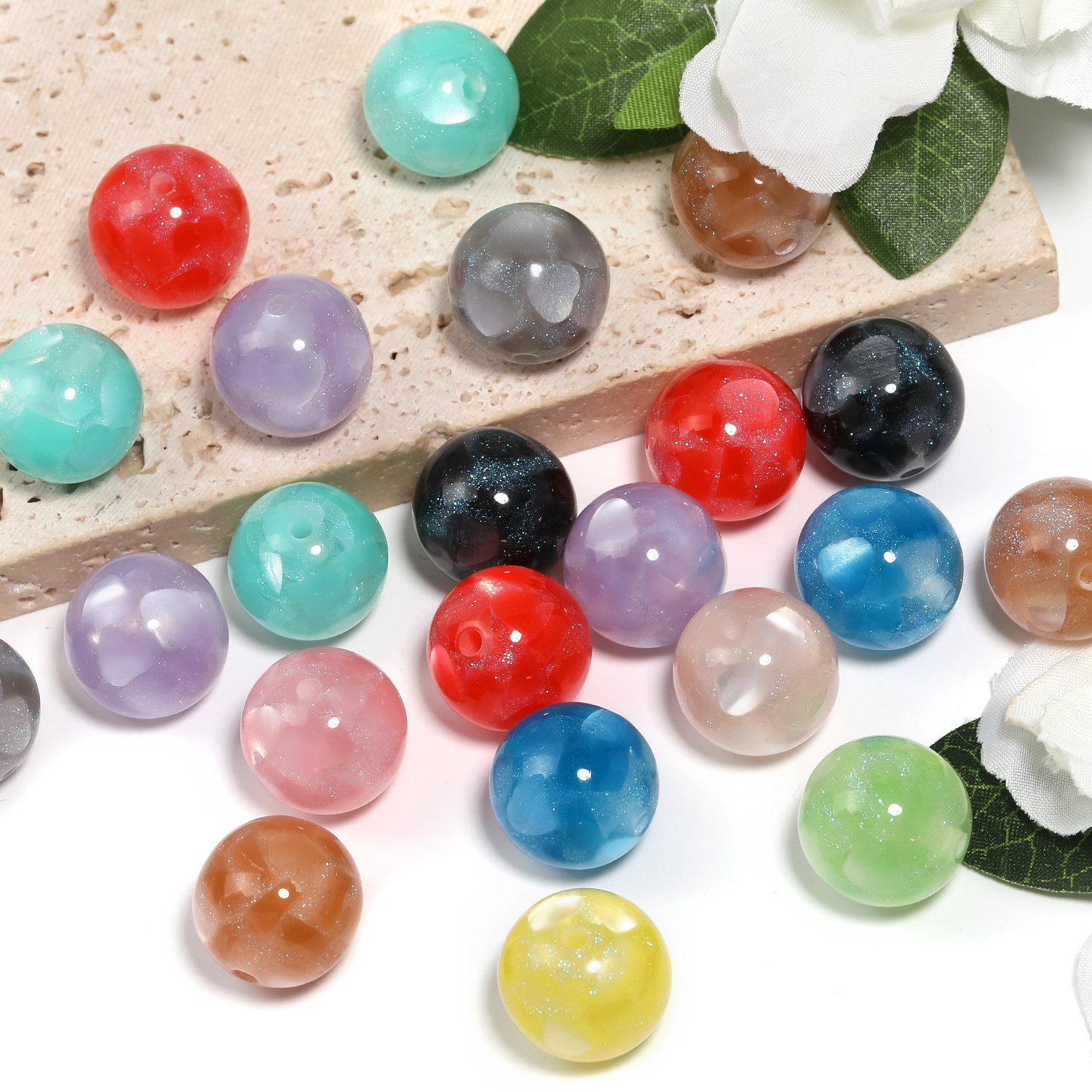 【B161】 50pcs  Multi-color mixing diy beads resin -JPM