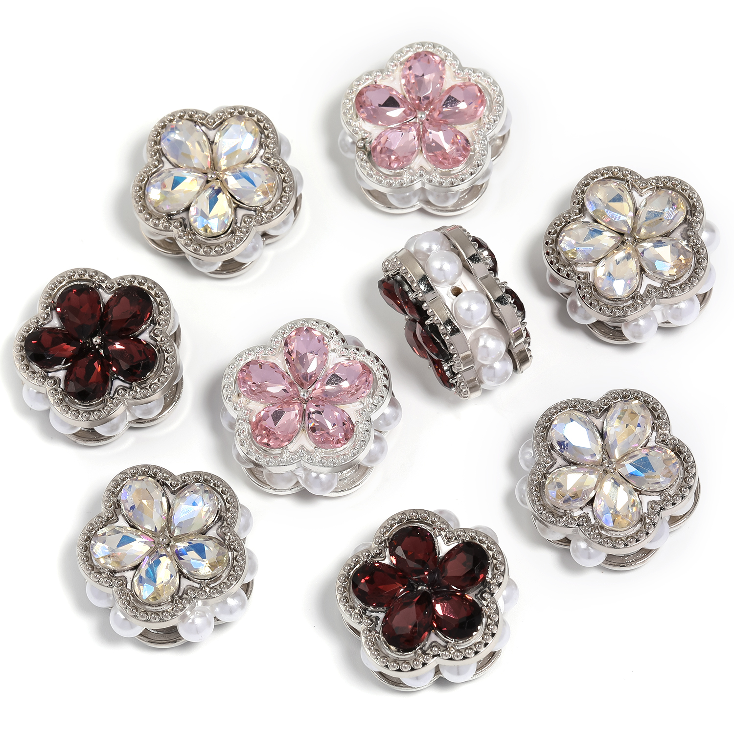 【B154】10pcs Rose Flower AB Resin Clear Candy Color Flatback Flower Rhinestone -JPM