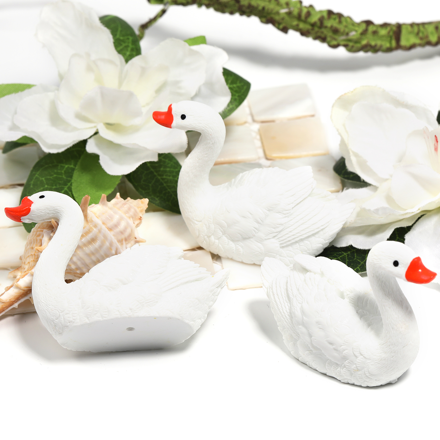 【B162】15pcs White Swan Shape DIY Decoration-JPM