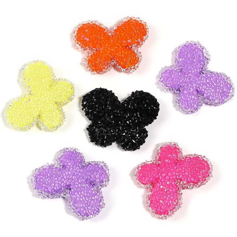 【B106】10pcs  Sugar shapes, inlaid sequins/small rounds, butterflies, mixed colors,-JPM
