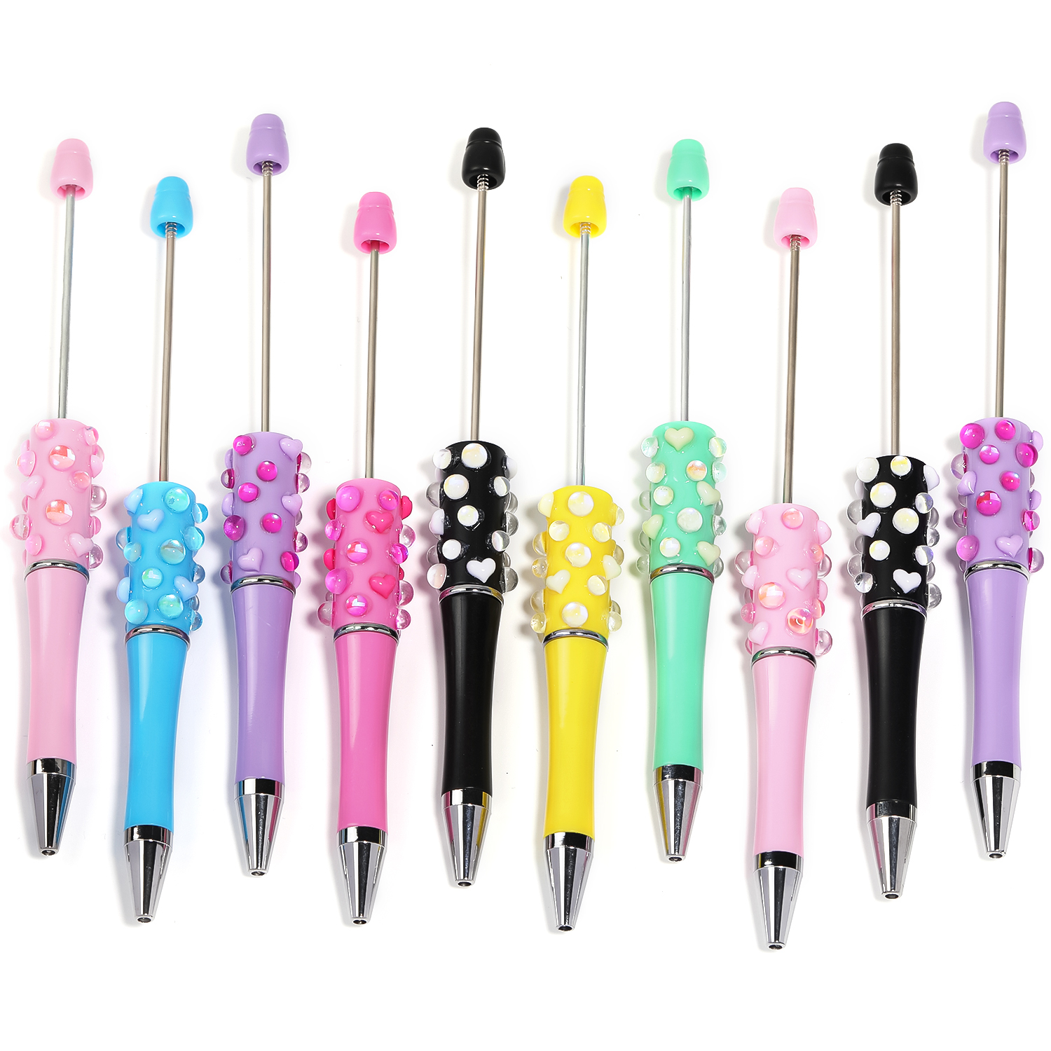 【P173】5pcs  Beadable Pens, Beadable Pens heart crystal-JPM