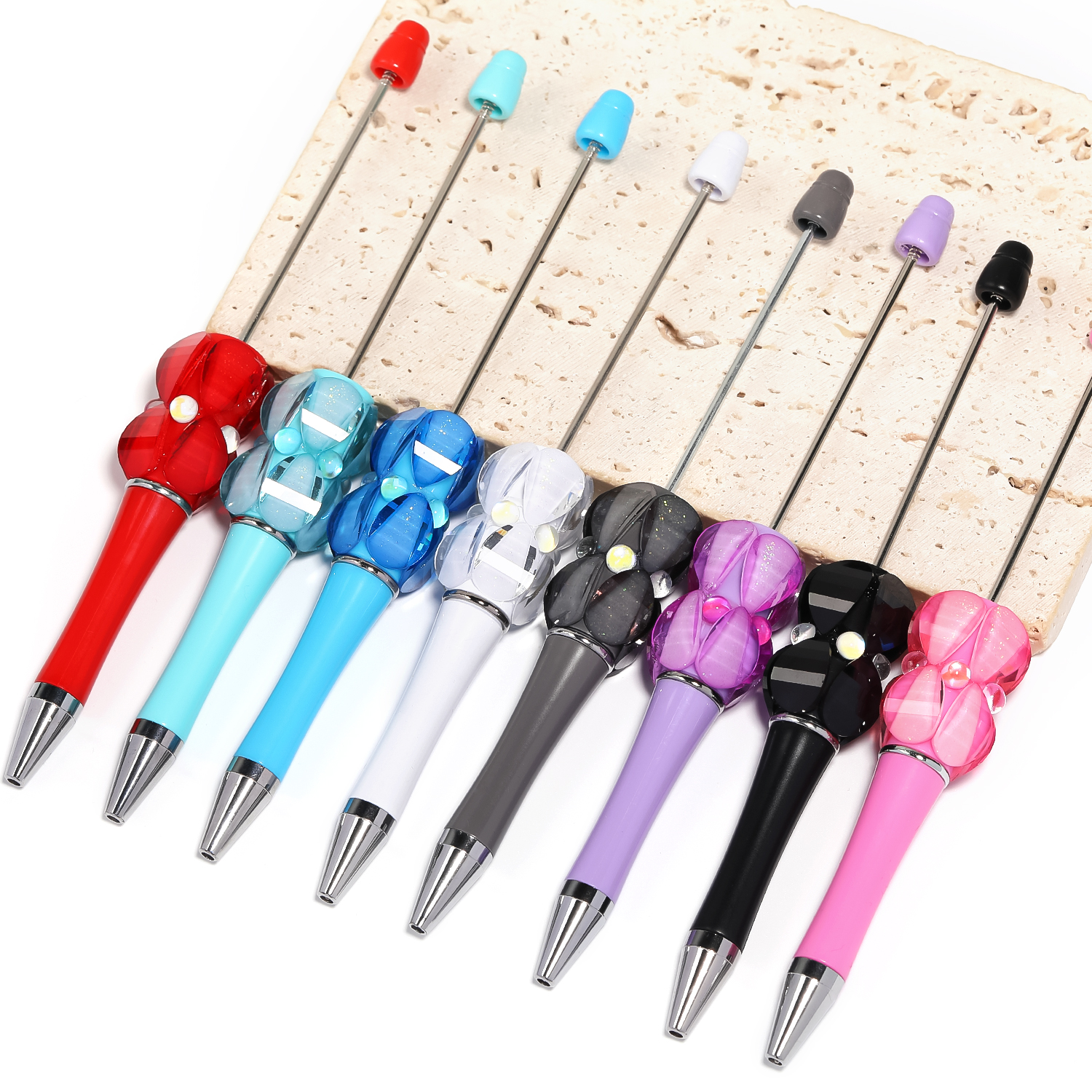 【P175】5pcs  Bead Ballpoint Pen petal shape Beadable Pen 