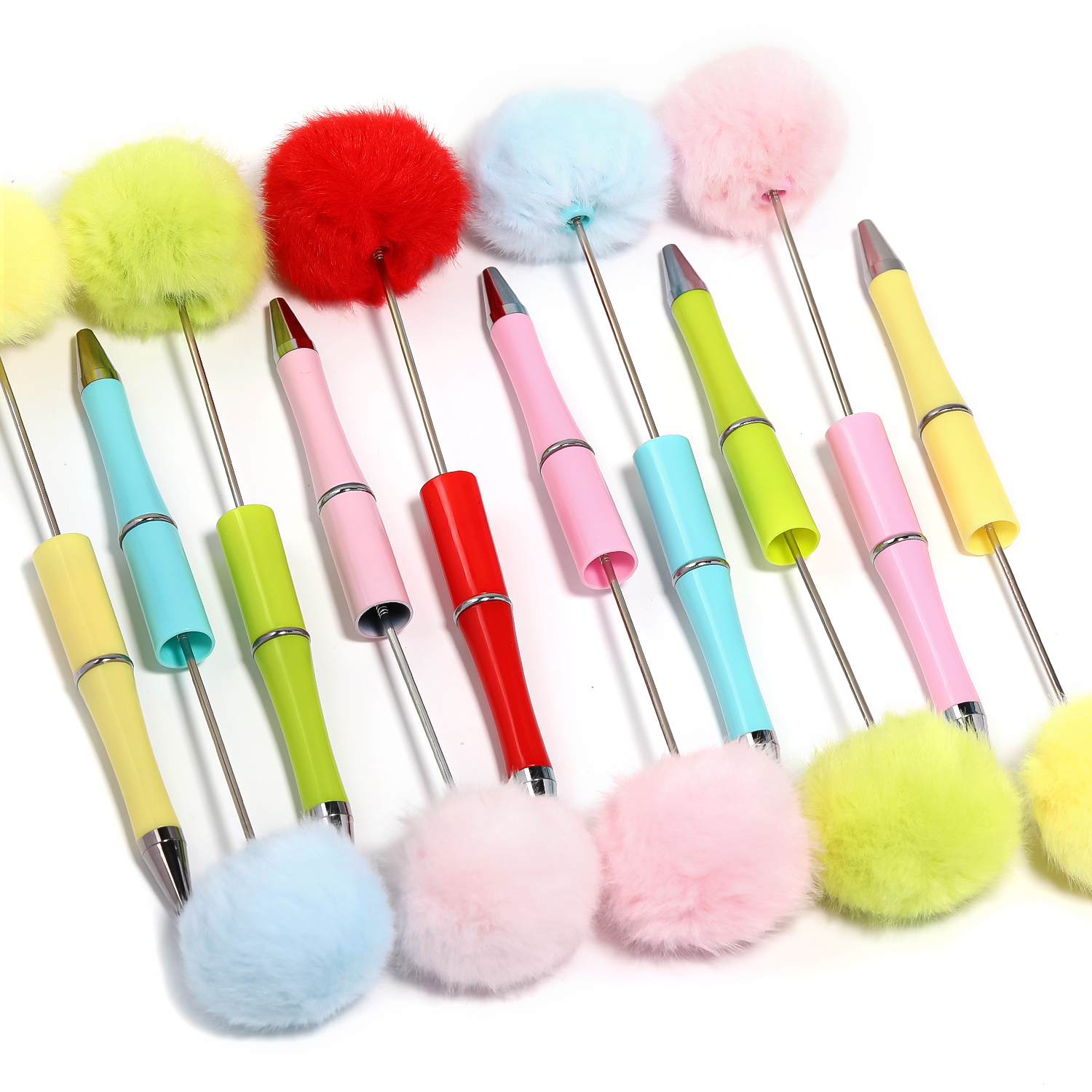 【P171】5pcs  Pom Pom Beadable Pen DIY Beaded Ballpoint Pen-JPM