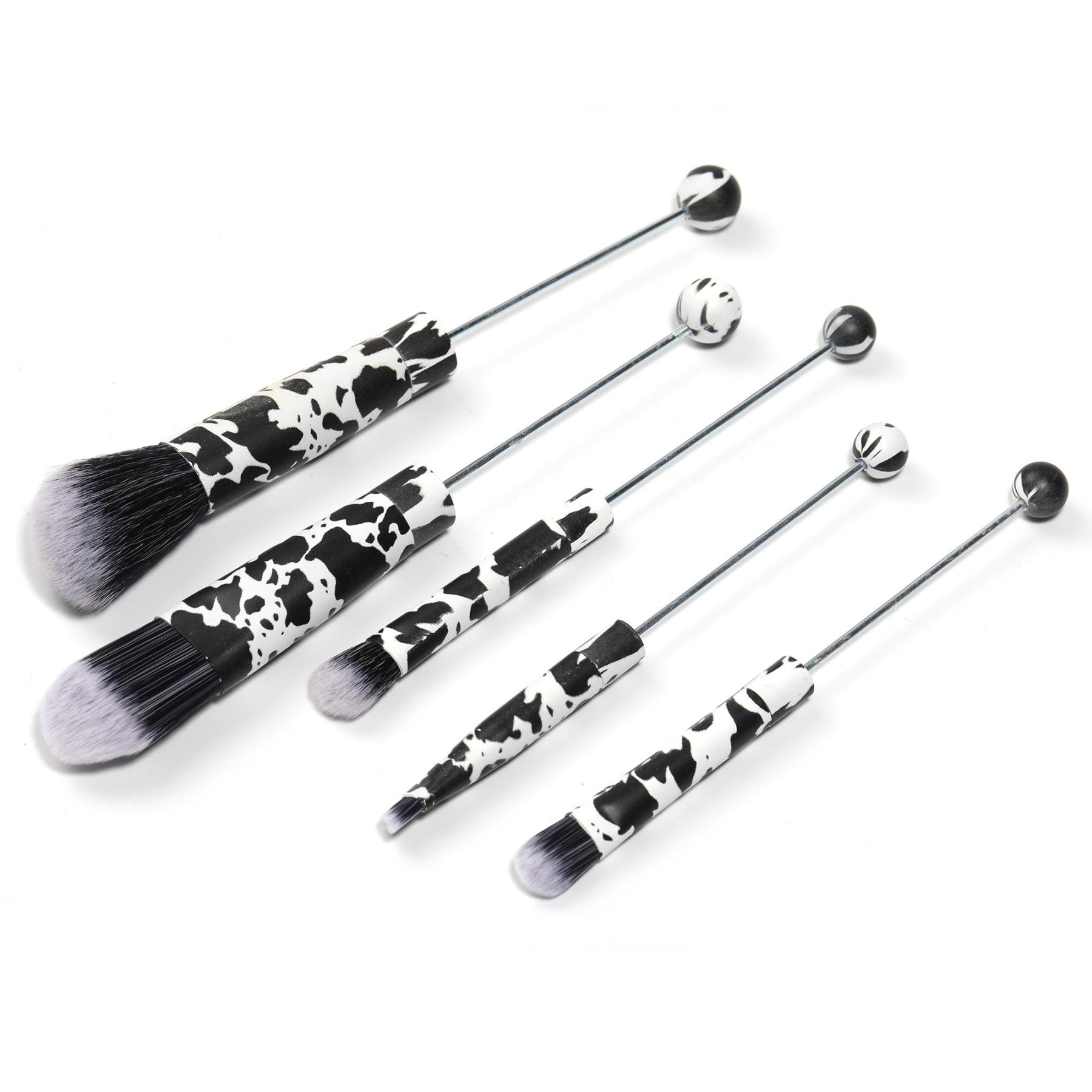 【M4】5 DIY beaded metal handle makeup brushes, contour brush, concealer brush, eye shadow brush