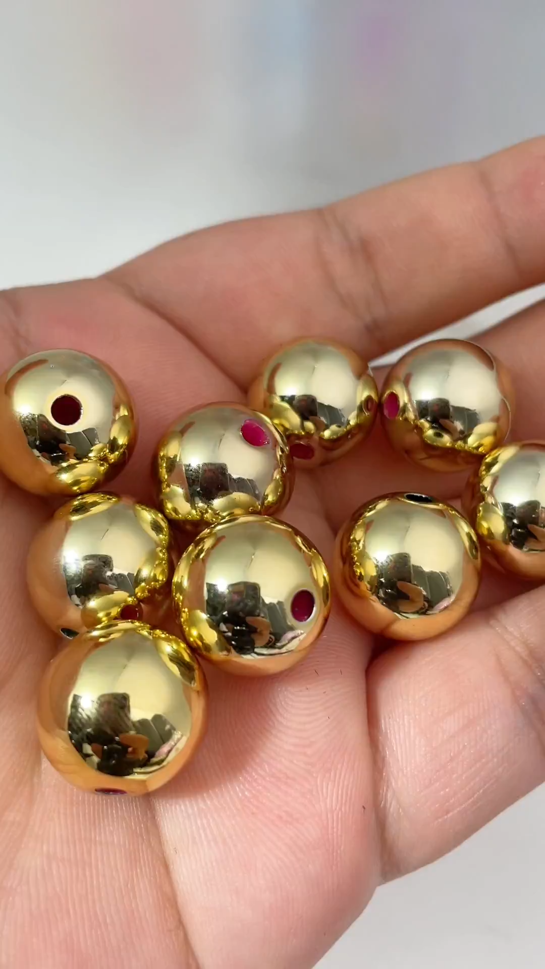 【B44】16mm acrylic gold and silver paint round beads beaded diy mobile phone keychain