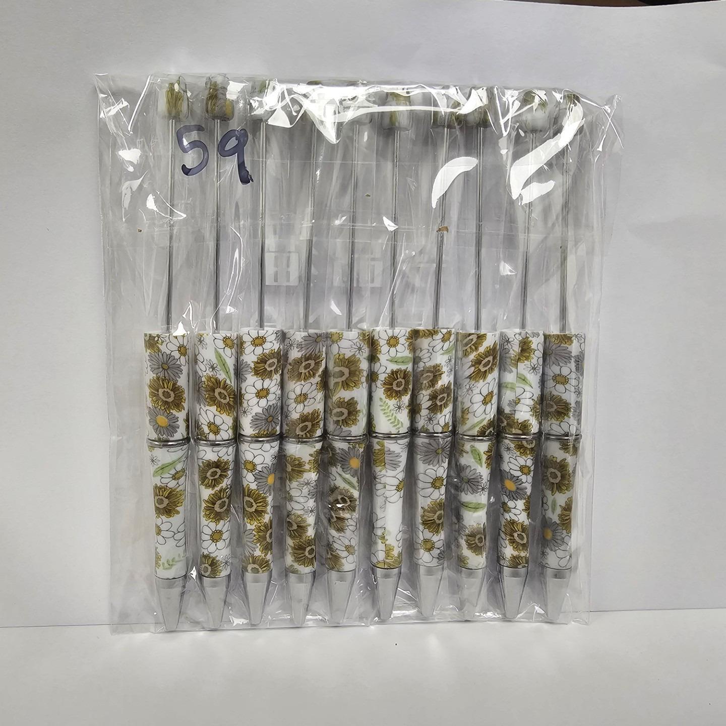 【P1】Beadable Pens Bulk Plastic Bead Ballpoint Pens for DIY 