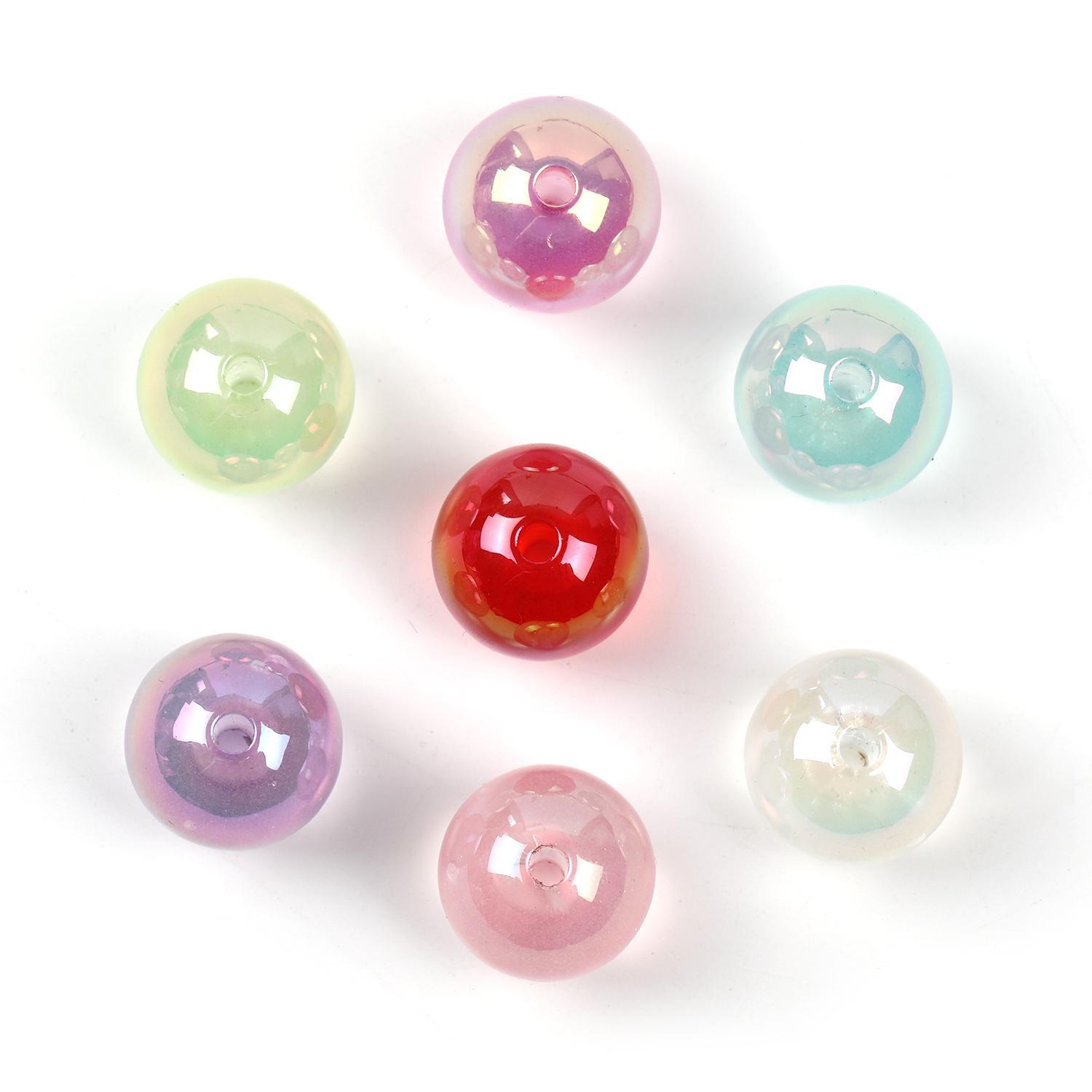 【B49】Qty 100pcs 16mm luminous round beads straight hole diy -JPM