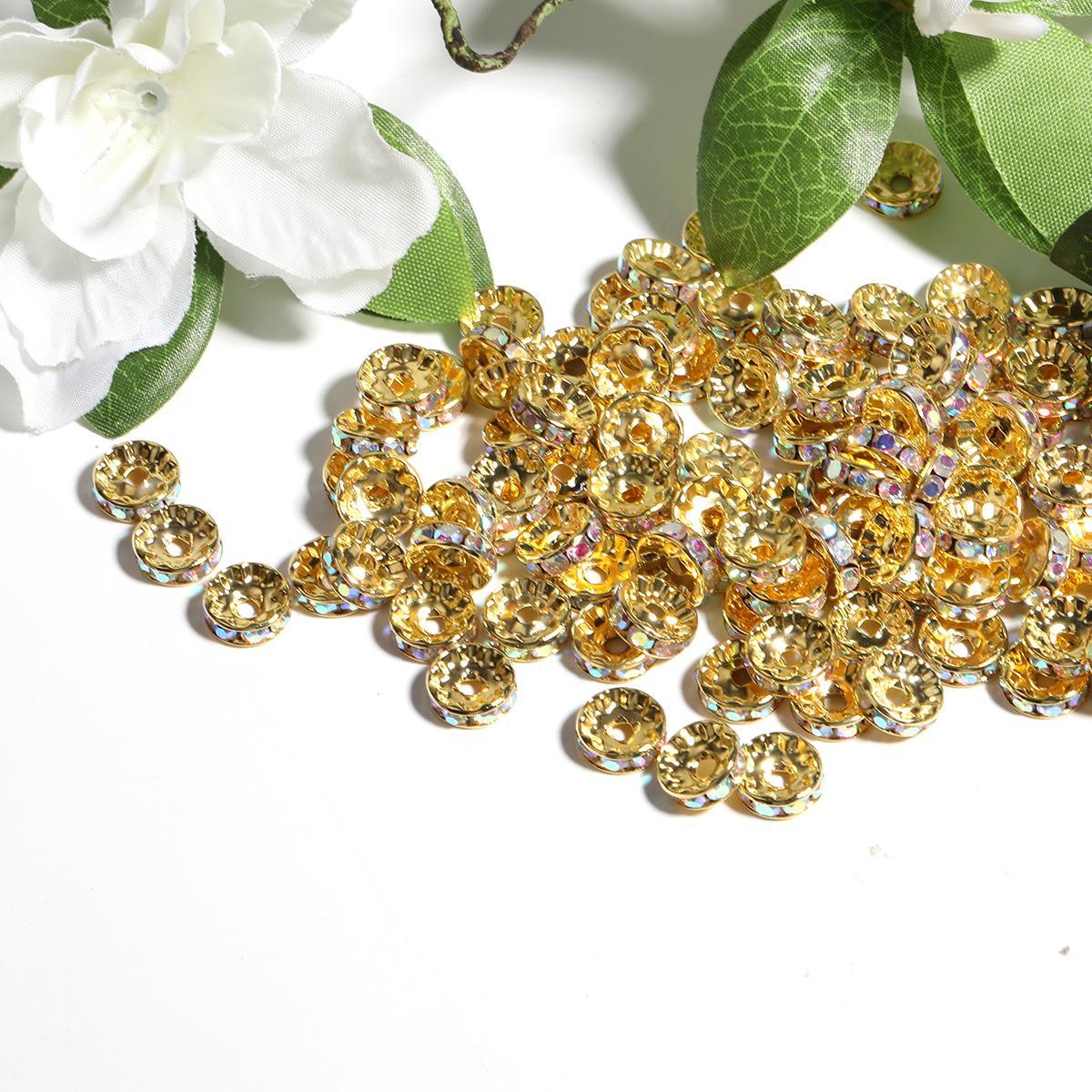 【B8】500pcs Rhinestone Spacer Beads for Jewelry Making, Rondelle Crystal -JPM