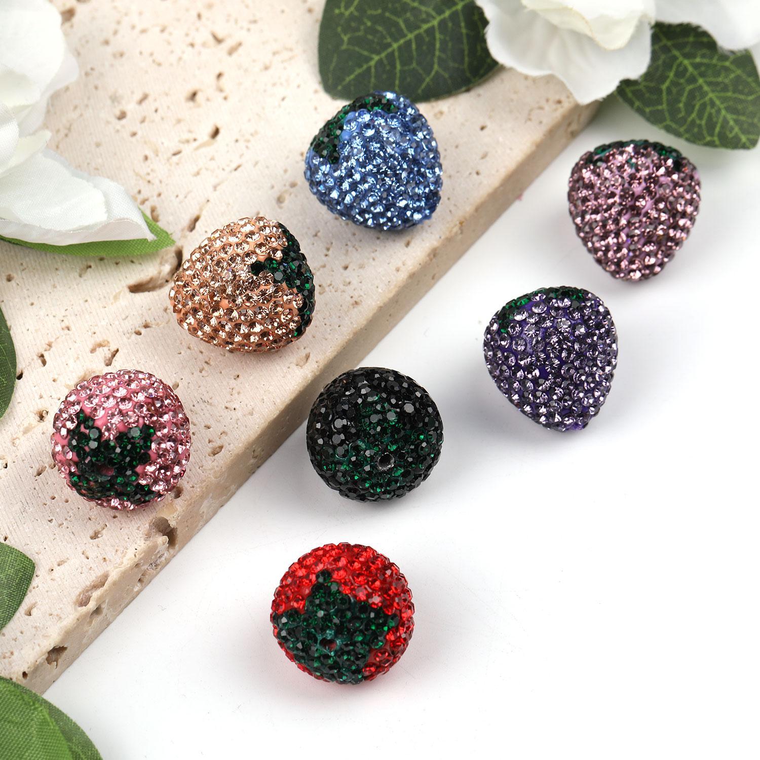 【B96】Qty 20 Fully drilled strawberry beads drill ball strawberry vertical hole loose beads handmade diy