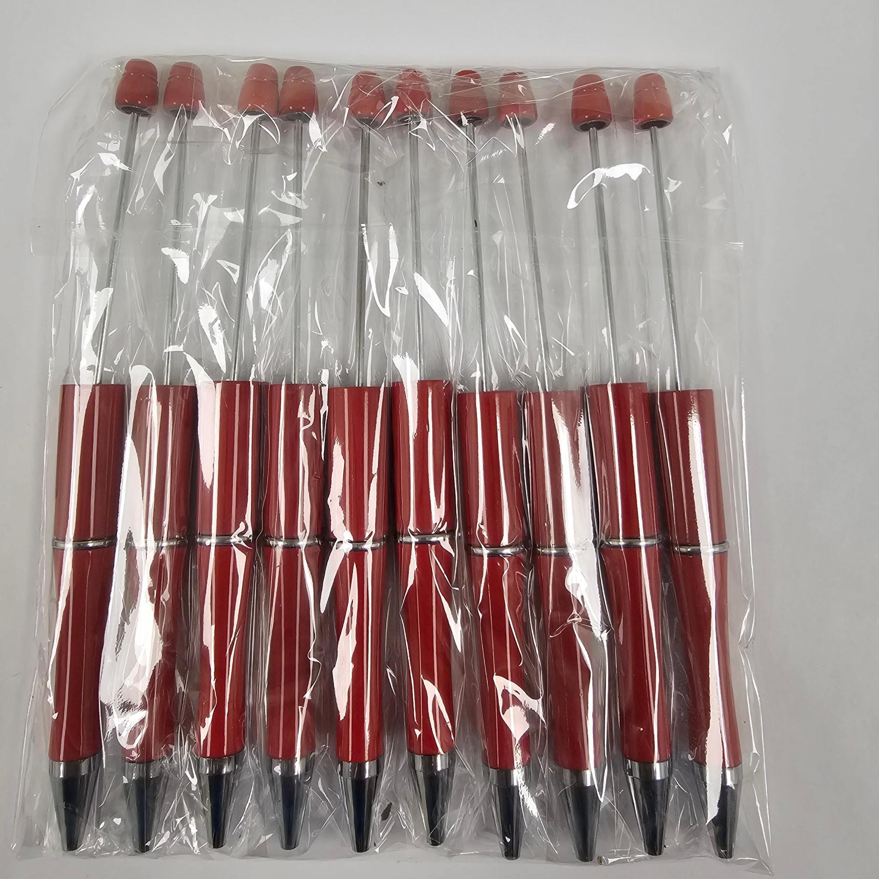 【P1】Beadable Pens Bulk Plastic Bead Ballpoint Pens for DIY 