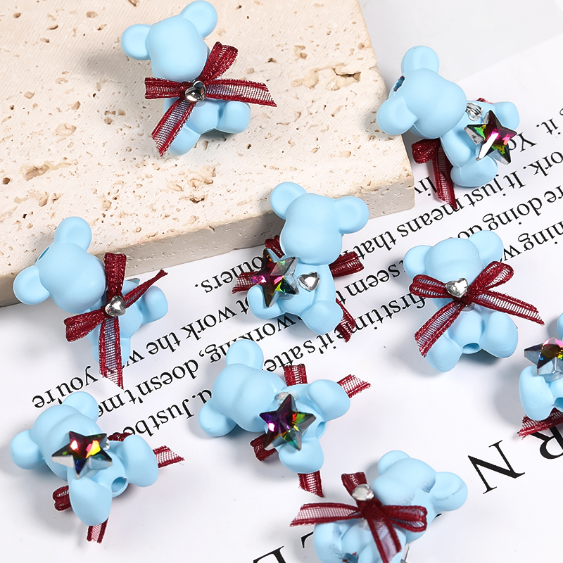 【B110】20pcs New Style Acrylic Teddy Bear Beads With Vertical Hole For Diy Jewelry-JPM