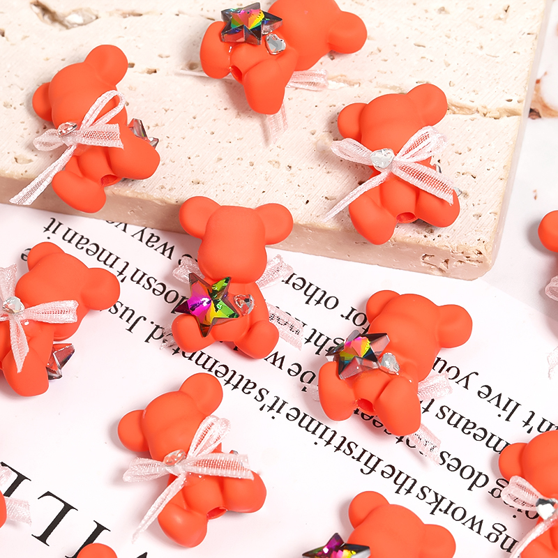 【B110】20pcs New Style Acrylic Teddy Bear Beads With Vertical Hole For Diy Jewelry-JPM