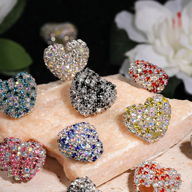 【B114】Vintage Style Sparkling Heart Shape Rhinestone Trinket Jewelry-JPM
